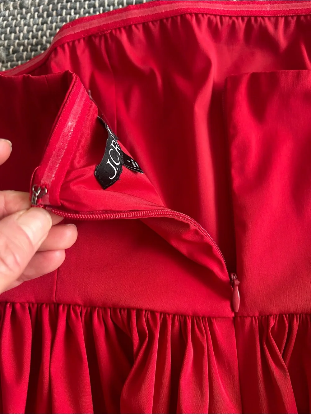 J.Crew Strapless Taffeta Peplum Top Cherry Red